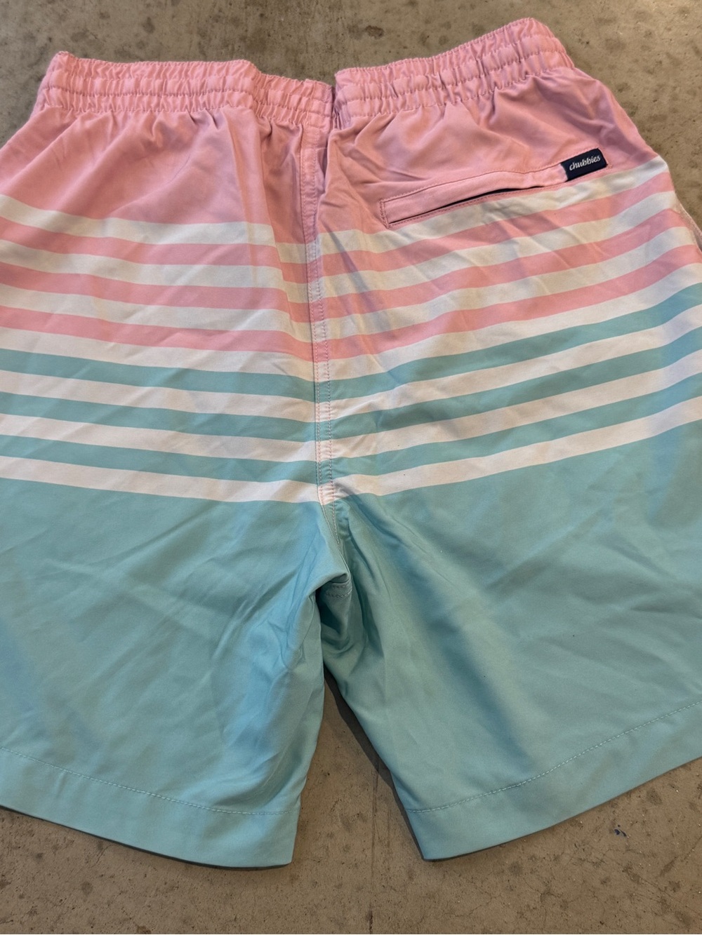 Men's Chubbies Pink & Light Blue Striped Swim Trunks - Picture 3 of 4